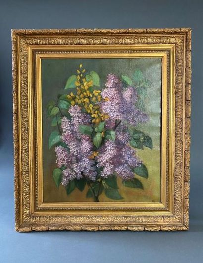 null Set comprising: 



- "Le bouquet de lilas", oil on canvas signed and dated...