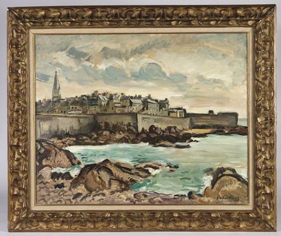 null Émile Othon FRIESZ (1879-1949). 

"Saint-Malo".

Huile sur toile signée en bas...