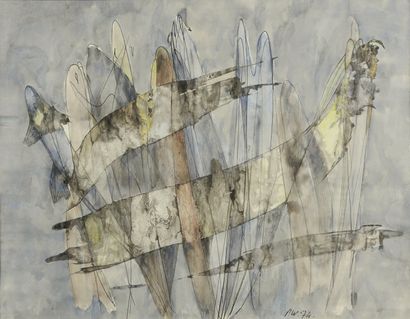 null Pierre WEMAERE (1913-2010).

Abstraction.

Aquarelle et encre sur papier monogrammée...