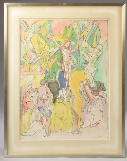 Jacques VILLON (1875-1963).

Christ en croix.

Lithographie...