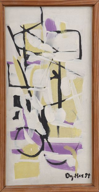 null *Jean DEGOTTEX (1918-1988).

Composition.

Huile sur panneau d'isorel signée...