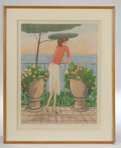 null Jean-Pierre CASSIGNEUL (né en 1935).

Femme au balcon fleuri.

Lithographie...