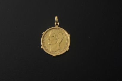 null Pendentif en or jaune 18k griffé d'une pièce en or de 40 Francs Bonaparte Premier...