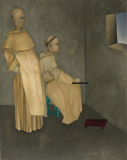 null Jean MARTIN-ROCH (1905-1991).
Deux moines dans leur cellule.
Huile sur toile...
