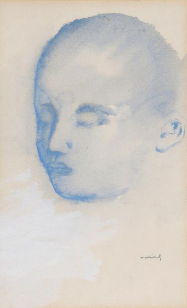 null Jean MARTIN-ROCH (1905-1991).
Tête endormie.
Aquarelle et gouache sur papier...