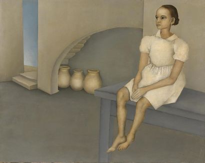 null Jean MARTIN-ROCH (1905-1991).
Jeune fille assise sur une table.
Huile sur toile.
Haut....