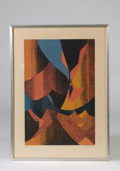 null Michel TOURLIÈRE (1925-2004).
Abstraction.
Lithographie en couleurs signée en...