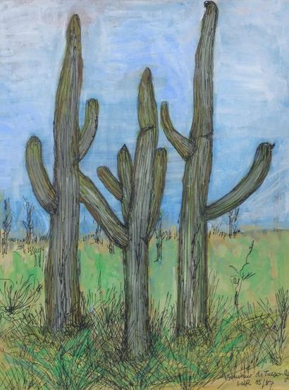 null Lucien ROLLIN (1906-1993).
"Souvenir de Tucson".
Technique mixte monogrammée...