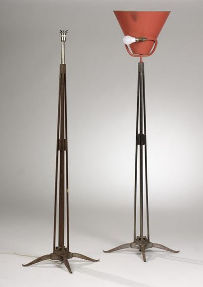 null Lucien ROLLIN (1906-1993) et Gilbert POILLERAT (XXe siècle).
Paire de lampadaires...