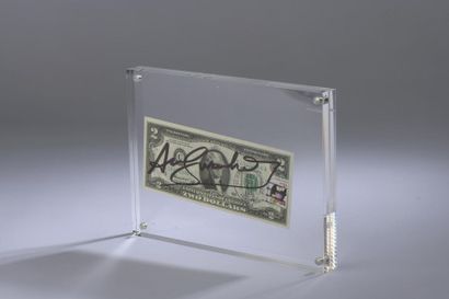 null Andy WARHOL (1928-1987).
Two dollars.
Billet de deux dollars signé au feutre...