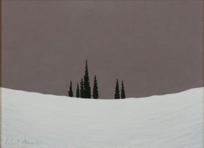 null Hubert AICARDI (1922-1991). 
 Fir trees in the snow.
Oil on isorel signed lower...