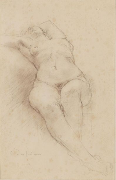 null Charles DESPIAU (1874-1946).
Femme nue allongée.
Sanguine signée en bas à gauche...