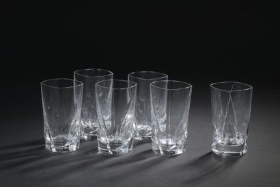 null BACCARAT. 
 Serving part of straight ribbed cut crystal glasses model "Mercury"....