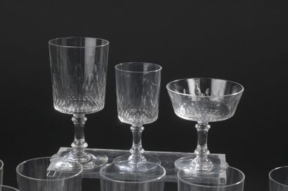 null BACCARAT. 
 Glass service part in cut crystal "Champigny" model with honeycomb...