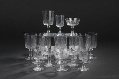 null BACCARAT. 
 Glass service part in cut crystal "Champigny" model with honeycomb...