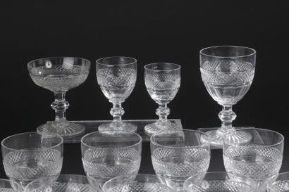 null SAINT-LOUIS.
Serving part of glasses with cut crystal feet model "Trianon"....