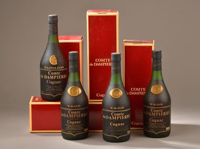 null 4 bouteilles COGNAC "Comte de Dampierre", Château de Plassac (3 VSOP, 1 Napoléon)...