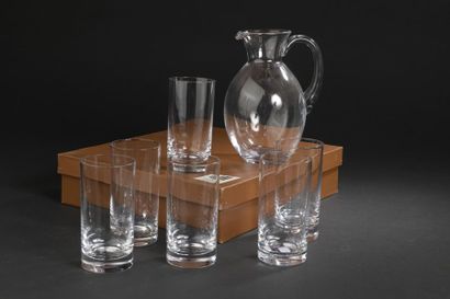 null DAUM France.
Set of six crystal orangeade glasses.
Signed at the tip at the...