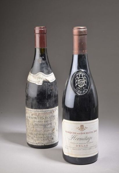 null Set of 2 bottles (Hermitage Delas 2002, Savigny Dominode, B. Clair, 1990 ett)...