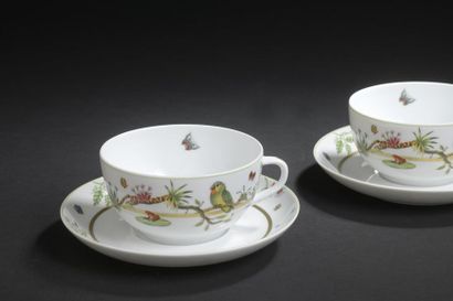 null LIMOGES, HAVILAND.
Teacup set model "Le Bestiaire" including two tea cups and...