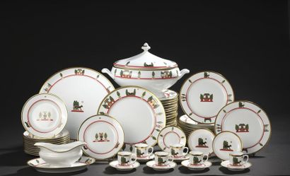 null LIMOGES for CARTIER.
White porcelain "Maison de Louis" model dinner service...