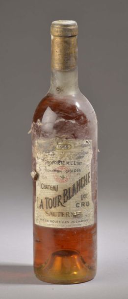 null 1 bouteille Château LA TOUR BLANCHE, 1° cru Sauternes 1955 (ela, ett, J) 