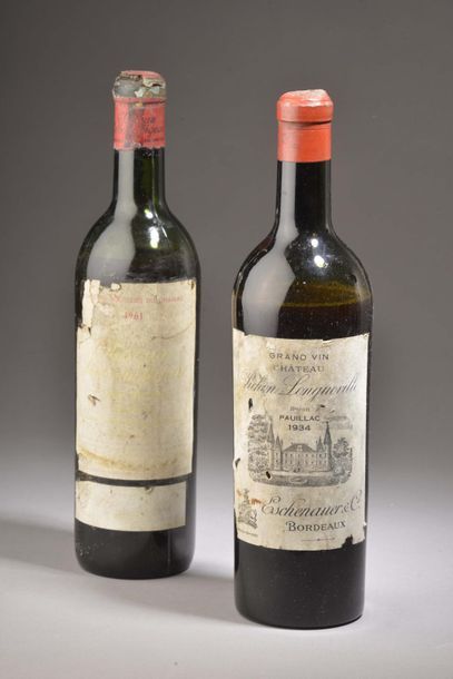 null 1 bouteille Château PICHON BARON, 2° cru Pauillac 1934 (Mise Eschenauer, ea,...