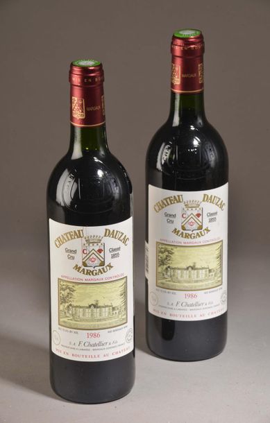 null 2 bouteilles Château DAUZAC, 4° cru Margaux 1986 (1 J) 
