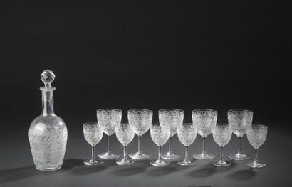 null BACCARAT. 
 Serving part of crystal glasses model "Combourg" with engraved decoration...