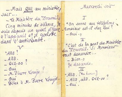 null *Pierre LOUŸS. L.A.S. « P.L. », Mercredi soir ; 7 pages in-8 à l’encre violette...