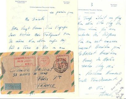 null Charles AZNAVOUR (1924-2018). Correspondance de 50 L.A.S. (dont 9 cartes postales)...