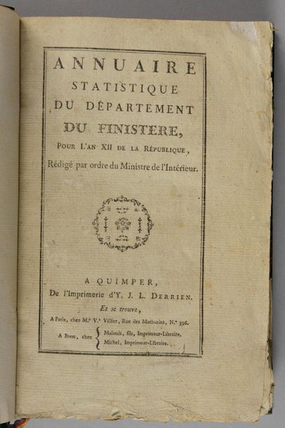 null [ANNUAIRE]. Annuaire statistique du Département du Finistère, pour l’an XII...