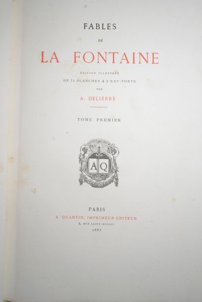 null LA FONTAINE (Jean de). Fables. Paris, A. Quantin, Imprimeur-Éditeur, 1883. 2?volumes...
