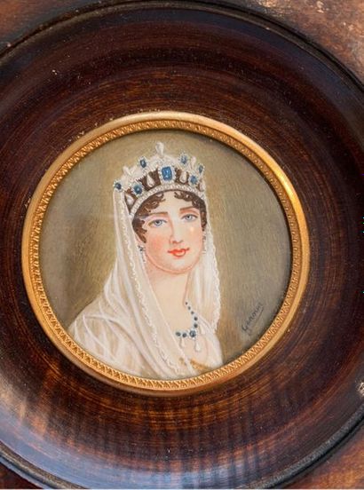 null Ecole française du XIXe siècle.
Portraits de reines et impératrices françaises.
Trois...