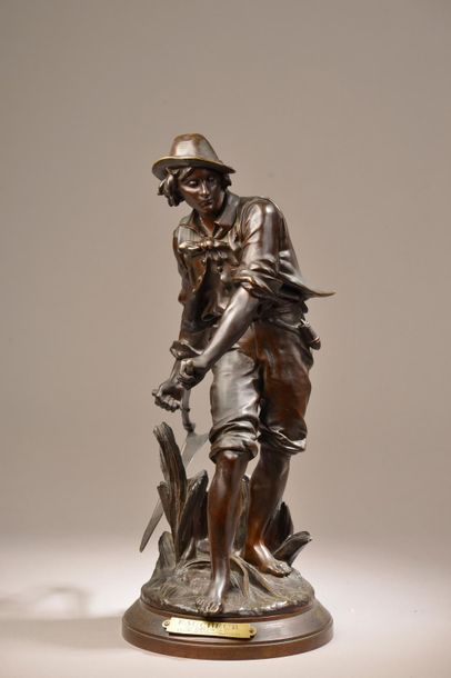 null D'après Eugène Antoine AIZELIN (1821-1902).
Le Faucheur.
Bronze à patine brune,...