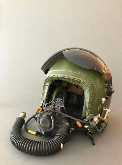 null Casque de vol britannique, modèle MK3c, avec masque à oxygène, câblage et protège...