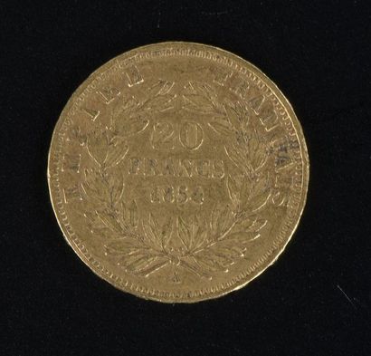 null Pièce de 20 Francs en or à l'effigie de Napoléon III, datée 1854 et signée Barré.

Ce...