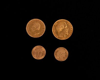 null Lot de pièces de monnaie en or comprenant :

- 50 Francs, Empereur Napoléon...