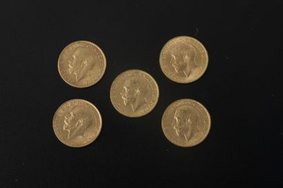 null Five gold Sovereigns in the effigy of George V of 1911, 1912 and 1914.
Weight:...