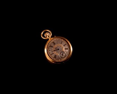 null HUGUENIN FILS, Geneva.
Pocket watch in 18k yellow gold, silvered dial with partially...