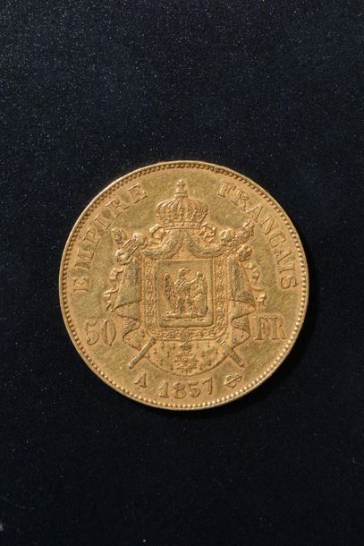null Pièce en or de 50 Francs, "Napoleon III, Tête Nue/Empire Français", signé Barre,...