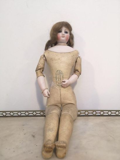 Fashion doll, porcelain head and arms, blue...