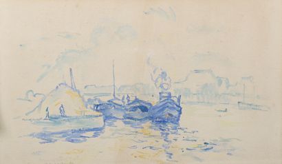 null Charles Albert GUELDRY (1884-1973).

"Port de Grenelle".

Aquarelle signée et...