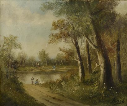 null KOCK (20th century).

Lively landscape at the lake.

Oil on canvas signed lower...