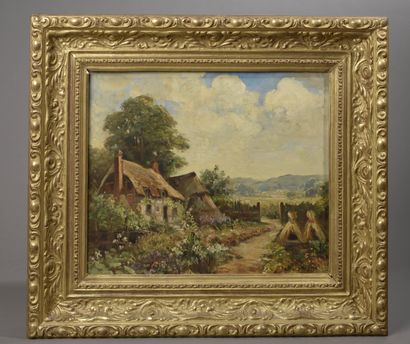 null NOIZIERE (20th century).

Thatched cottages.

Oil on canvas signed lower right...