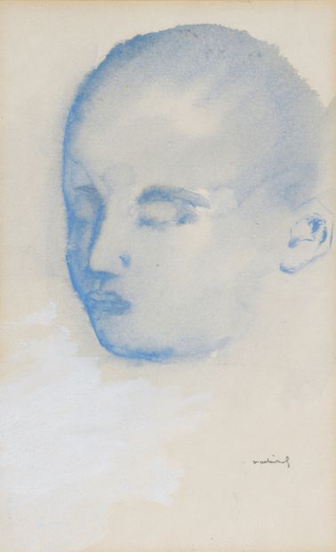 null 
Jean MARTIN-ROCH (1905-1991). 

Tête endormie. 

Aquarelle et gouache sur papier...