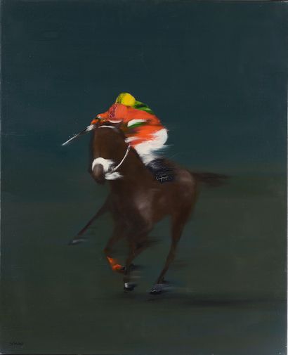 null 
Victor SPAHN (né en 1949). 

Joueur de polo à la casaque rouge. 

Acrylique...