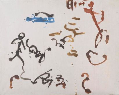null 
Michel MOY (1932-2007). 

"Marcheur dans la colline". 

Huile sur toile signée,...