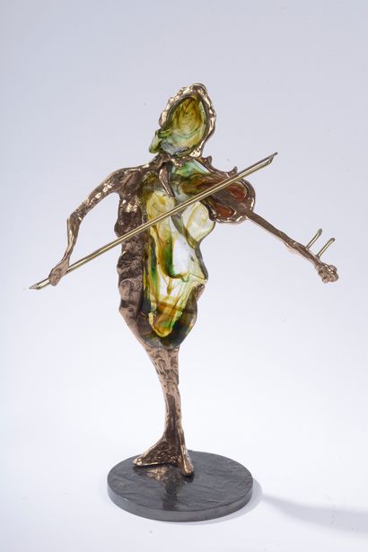 null 
Yves LOHÉ (né en 1947). 

Le violoniste. 

Bronze et pâte de verre à inclusions...