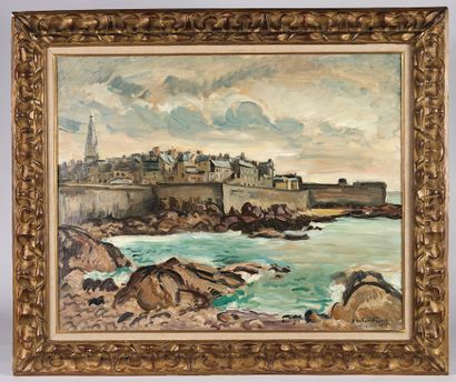 null 
Émile Othon FRIESZ (1879-1949). 

"Saint-Malo". 

Huile sur toile signée en...